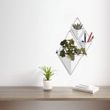 Trigg Small Hanging Wall Planter & Vase Set of 2 (White / Nickel) - Umbra