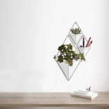 Trigg Small Hanging Wall Planter & Vase Set of 2 (White / Nickel) - Umbra