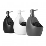 Ceramic Soap Pump With Sponge Holder (White) - Versa