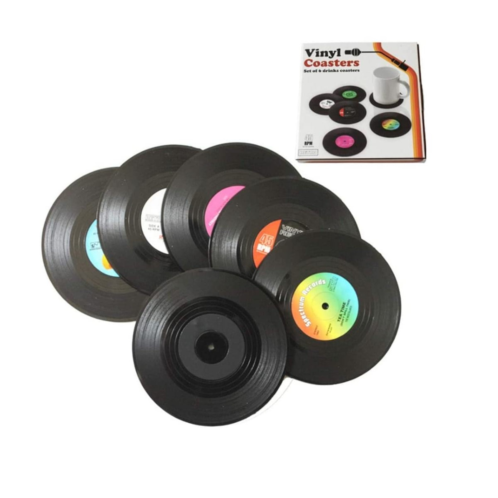6Pcs Untersetzer Glasuntersetzer Vinyl Schallplatte Silikon Disc Coaster Retro 