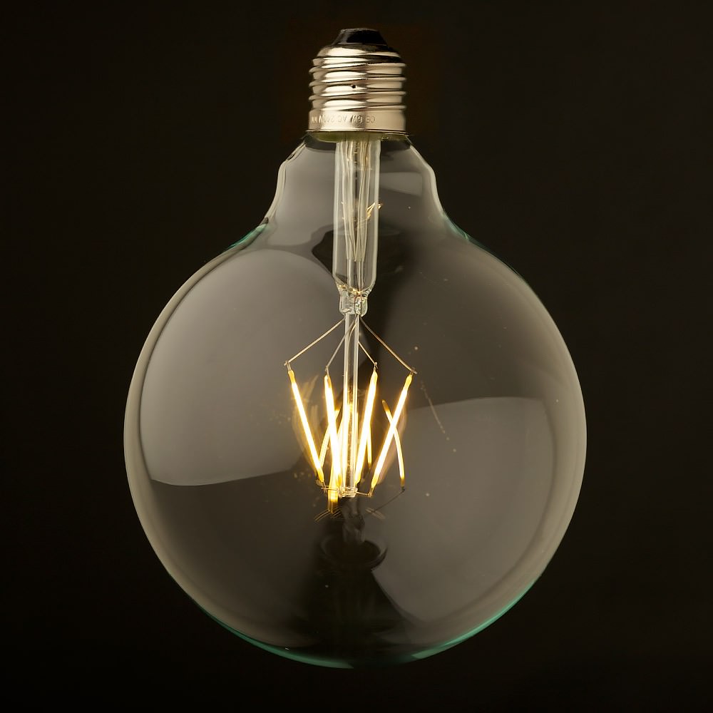 led e27 bulb dimmable round g125 watt bulbs filament light globe lights 4w cool edison
